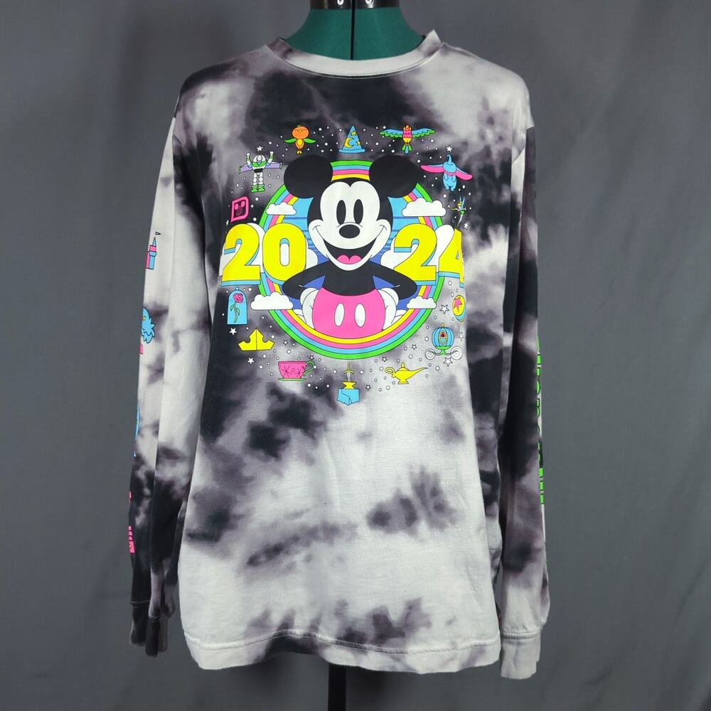 Disneyland 2024 Mickey Mouse Tie Dye Long Sleeve Shirt XXL Disney Parks